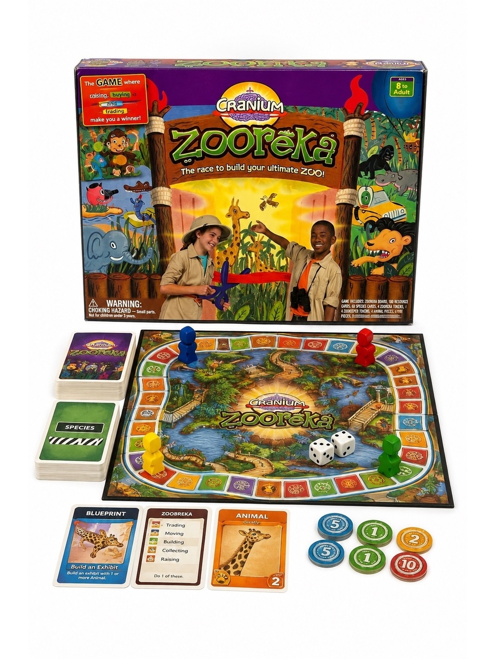 Cranium Zooreka Family Board Game Complete Ages 8+ Strategy Animal Game